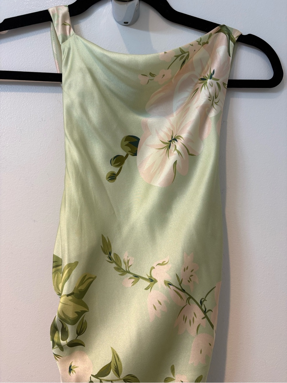 Few Moda Reformation 100% Silk Pale Green Floral Dress - Size XS - Picture 8 of 10